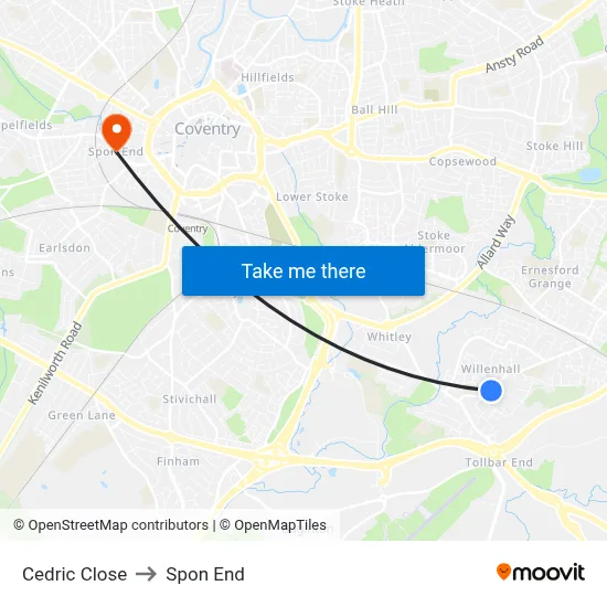Cedric Close to Spon End map