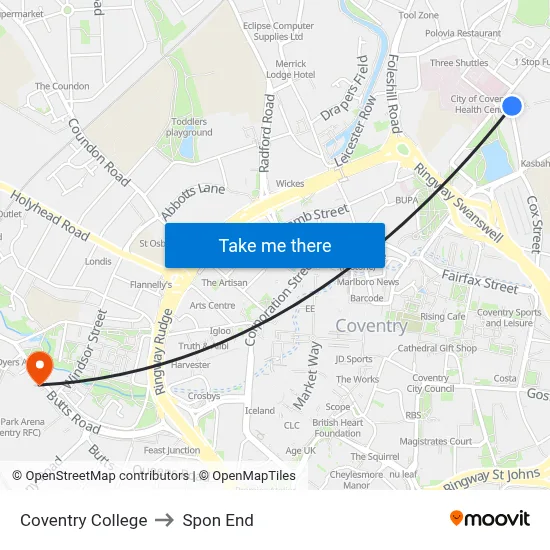 Coventry College to Spon End map