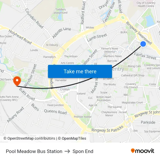 Pool Meadow Bus Station to Spon End map