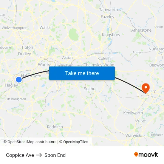Coppice Ave to Spon End map