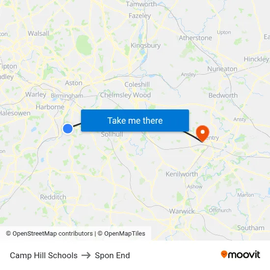 Camp Hill Schools to Spon End map