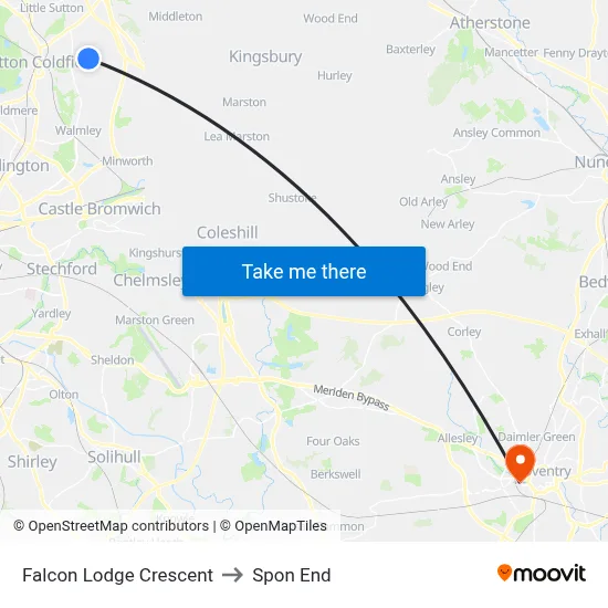 Falcon Lodge Crescent to Spon End map