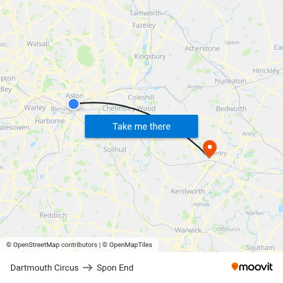 Dartmouth Circus to Spon End map