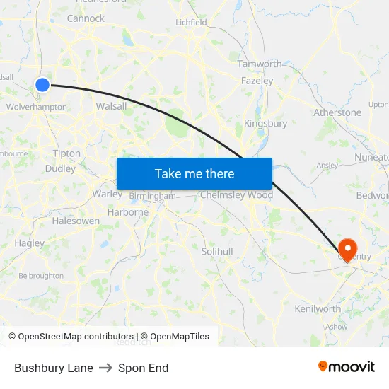 Bushbury Lane to Spon End map