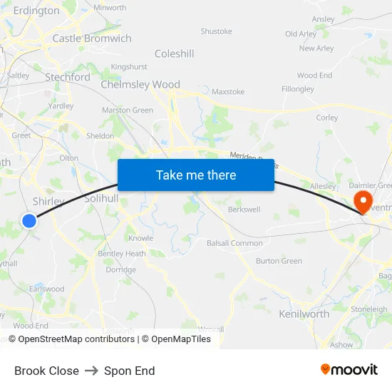 Brook Close to Spon End map