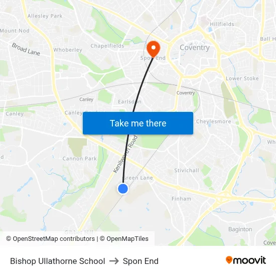 Bishop Ullathorne School to Spon End map
