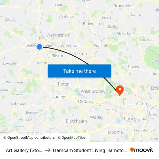 Art Gallery to Hamcam Student Living Hamstead Campus map