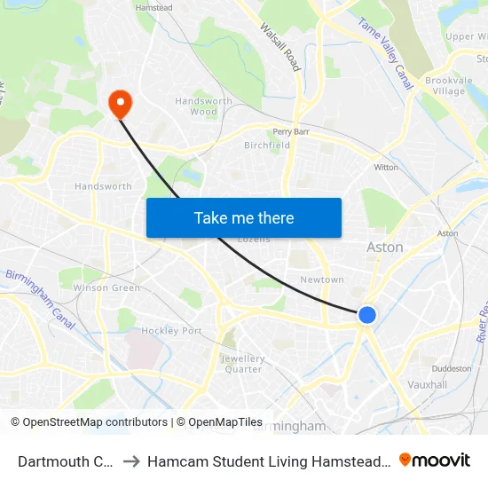 Dartmouth Circus to Hamcam Student Living Hamstead Campus map