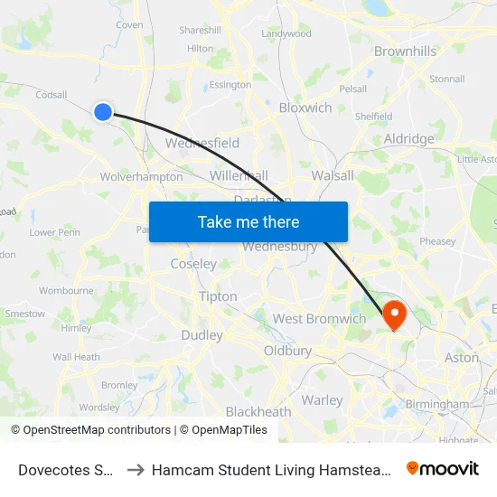 Dovecotes School to Hamcam Student Living Hamstead Campus map