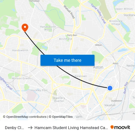 Denby Close to Hamcam Student Living Hamstead Campus map