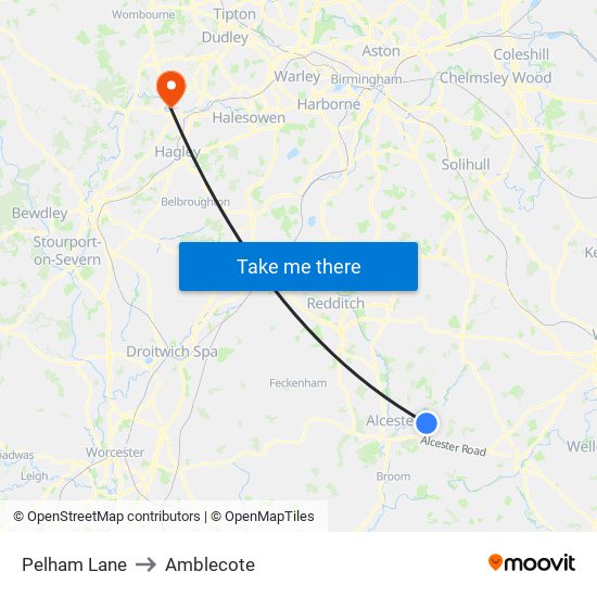 Pelham Lane to Amblecote map