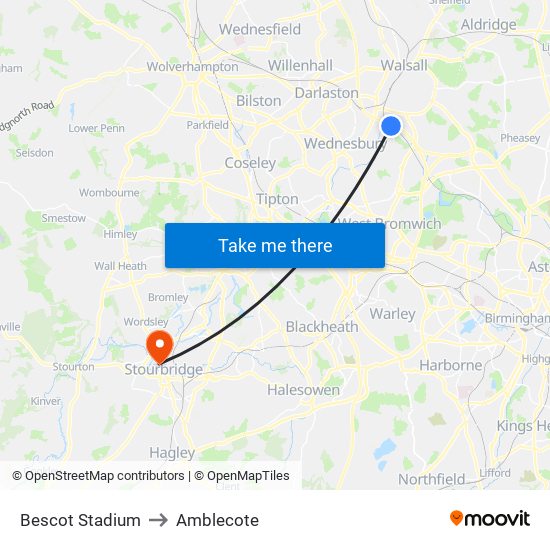 Bescot Stadium to Amblecote map