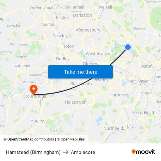 Hamstead (Birmingham) to Amblecote map