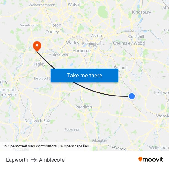 Lapworth to Amblecote map