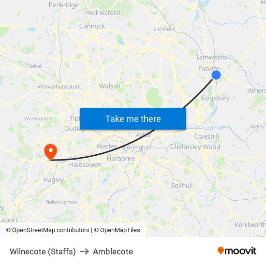 Wilnecote (Staffs) to Amblecote map