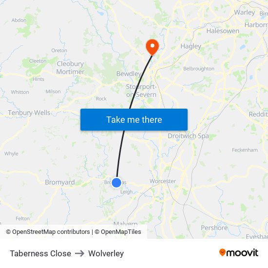 Taberness Close to Wolverley map