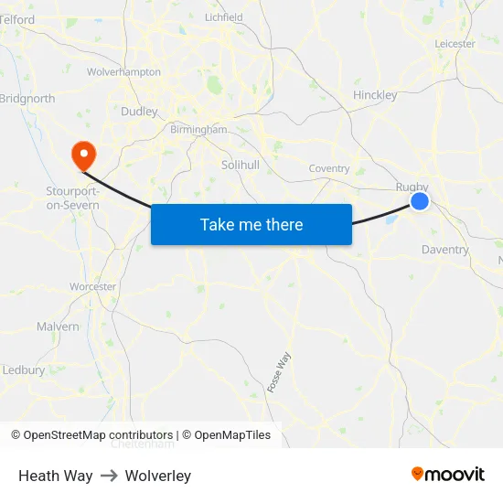 Heath Way to Wolverley map