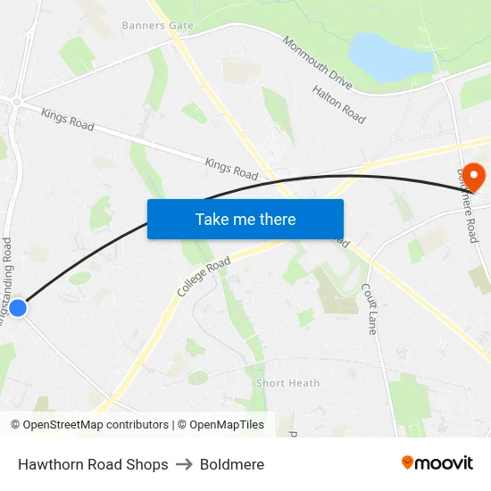 Hawthorn Road Shops to Boldmere map