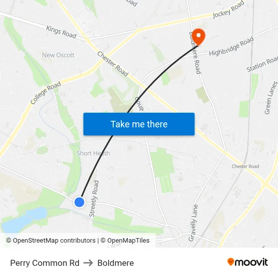 Perry Common Rd to Boldmere map