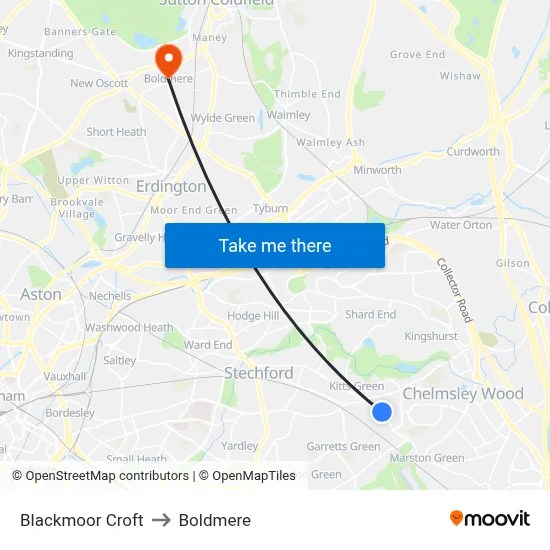 Blackmoor Croft to Boldmere map