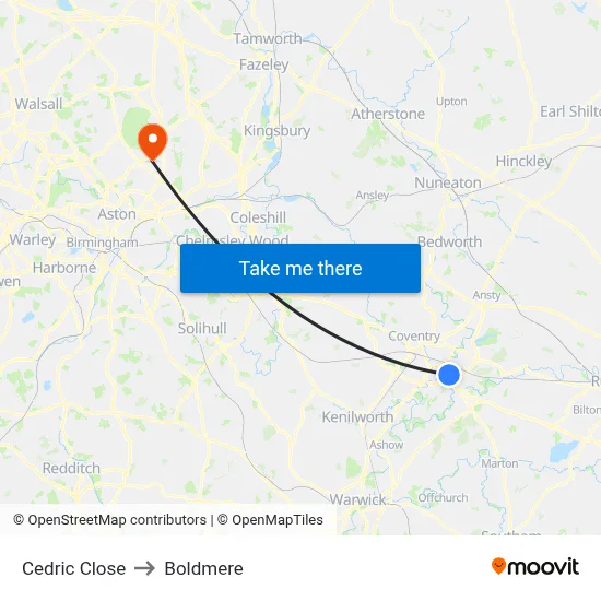 Cedric Close to Boldmere map