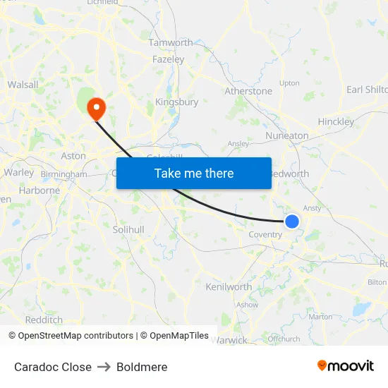Caradoc Close to Boldmere map