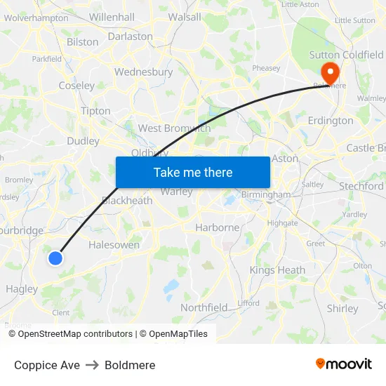 Coppice Ave to Boldmere map