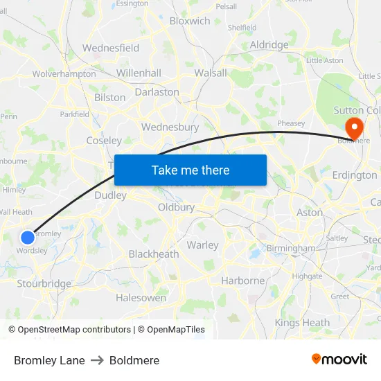 Bromley Lane to Boldmere map