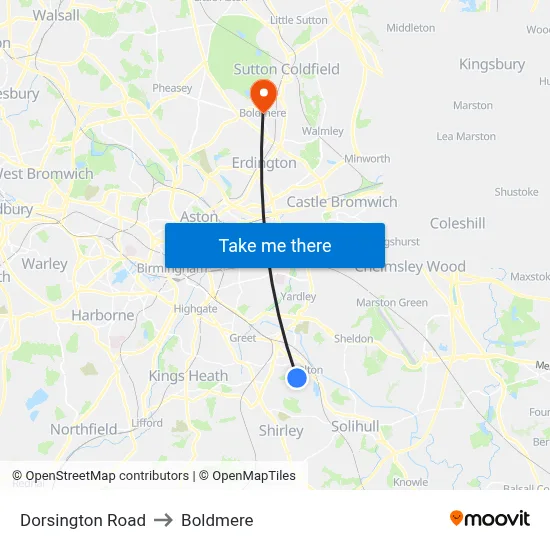 Dorsington Road to Boldmere map
