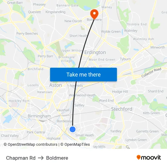Chapman Rd to Boldmere map