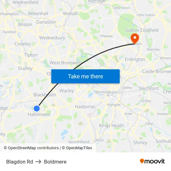 Blagdon Rd to Boldmere map