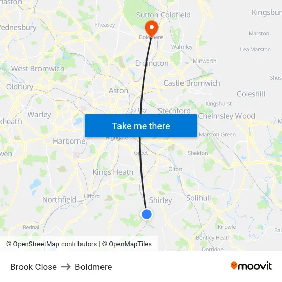 Brook Close to Boldmere map