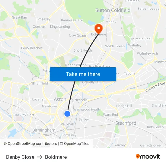 Denby Close to Boldmere map