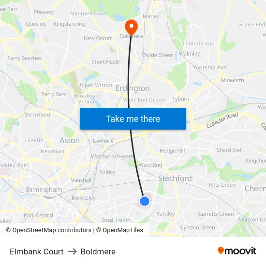 Elmbank Court to Boldmere map