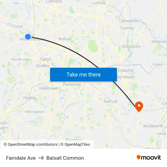 Farndale Ave to Balsall Common map