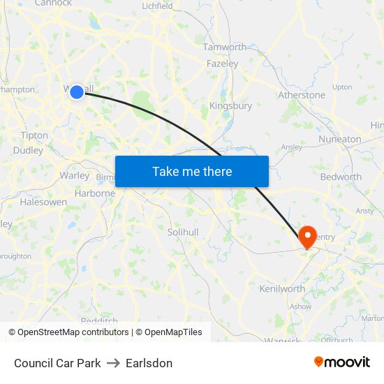 Council Car Park to Earlsdon map