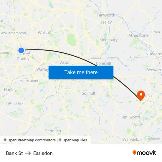 Bank St to Earlsdon map