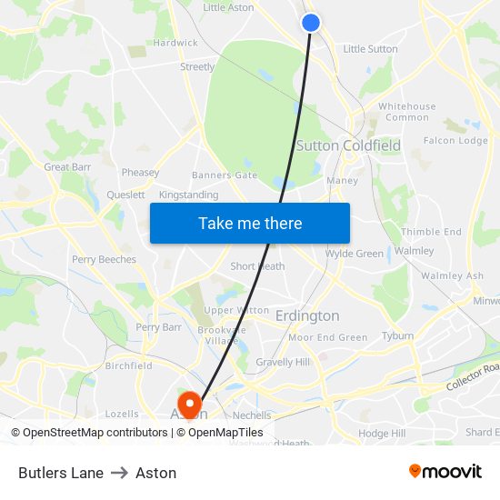 Butlers Lane to Aston map