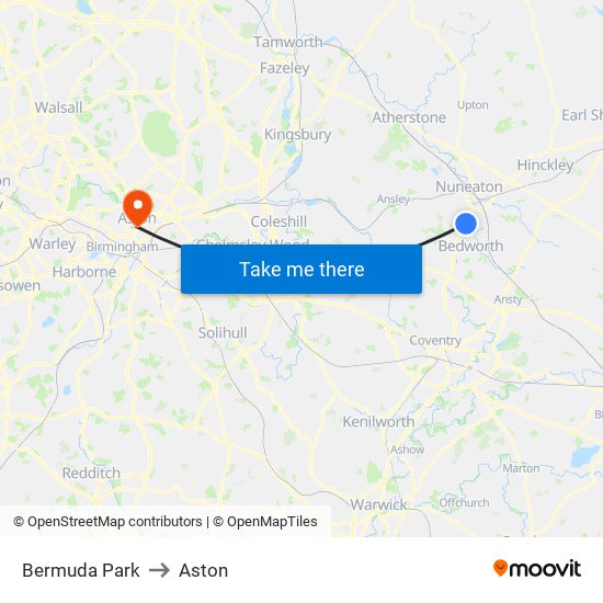 Bermuda Park to Aston map