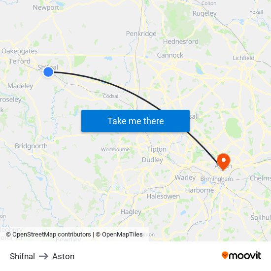 Shifnal to Aston map