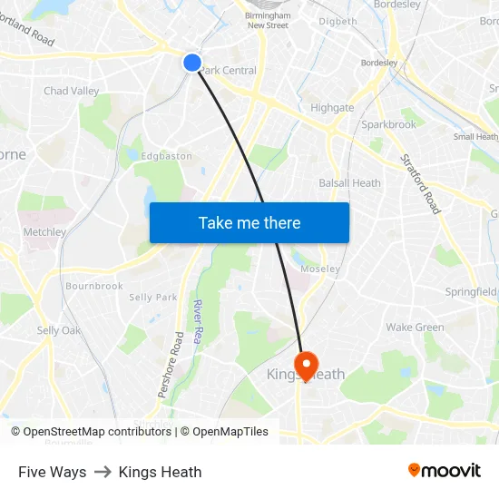 Five Ways to Kings Heath map