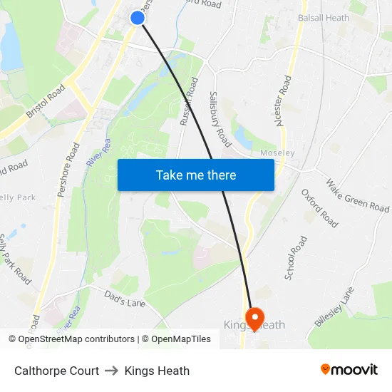 Calthorpe Court to Kings Heath map