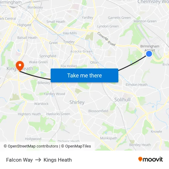 Falcon Way to Kings Heath map