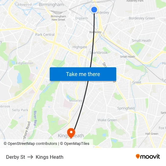 Derby St to Kings Heath map