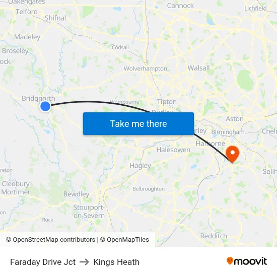 Faraday Drive Jct to Kings Heath map
