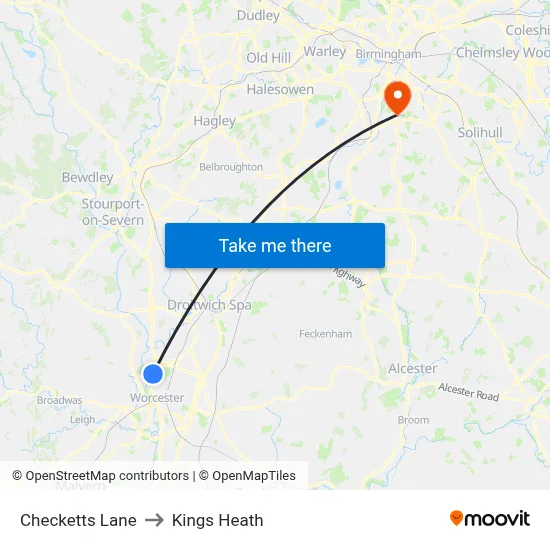 Checketts Lane to Kings Heath map