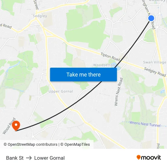 Bank St to Lower Gornal map