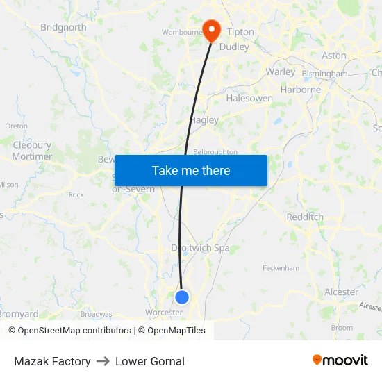 Mazak Factory to Lower Gornal map