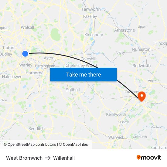 West Bromwich to West Bromwich map