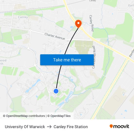University Of Warwick to Canley Fire Station map